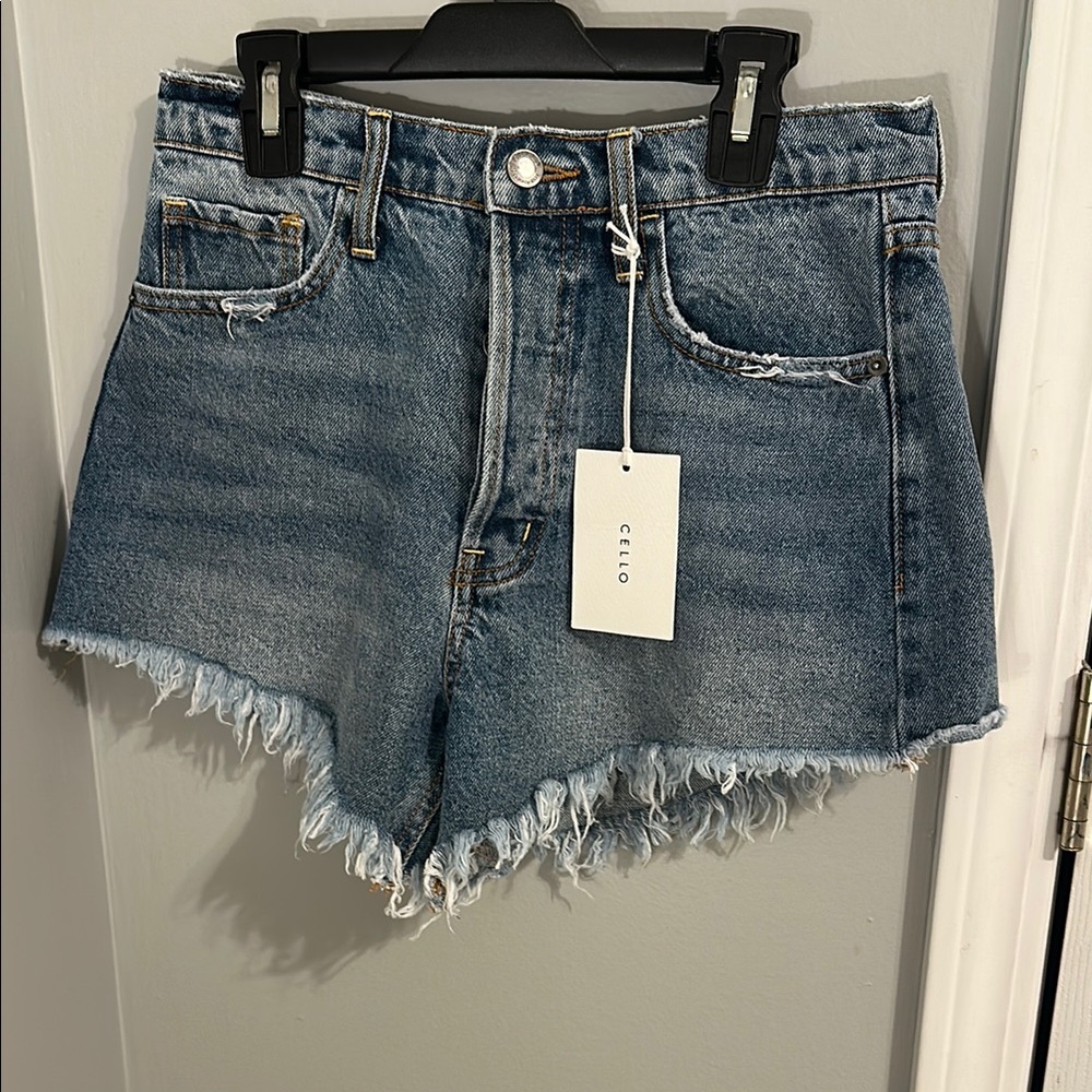 Cello Blue Jean Shorts High-Waisted Distressed